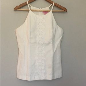 Lilly Pulitzer White on White Halter Top